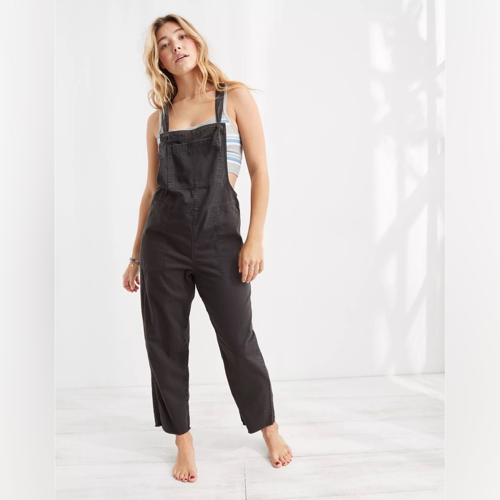 Aerie Werk & Play Twill Overalls Smoked Gray Size Medium